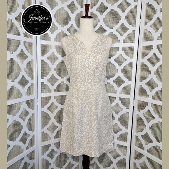 Banana Republic Women's Neutral Animal Print V Neck Sleeveless Dress Size 4 - Picture 1 of 13